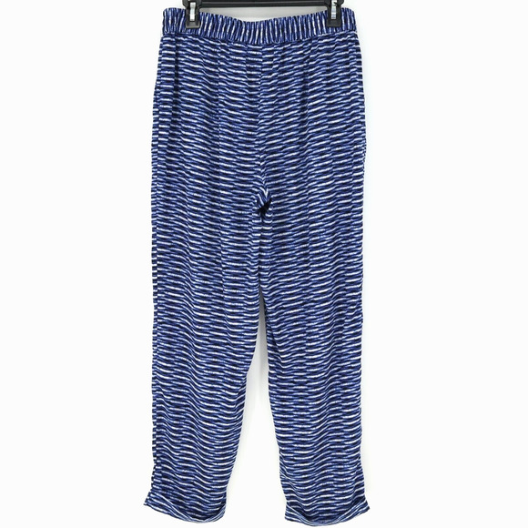 Chicos Pants 1.5 Womens Medium 10 Blue White Ankle Elastic Waist Pockets Resort - Picture 2 of 14